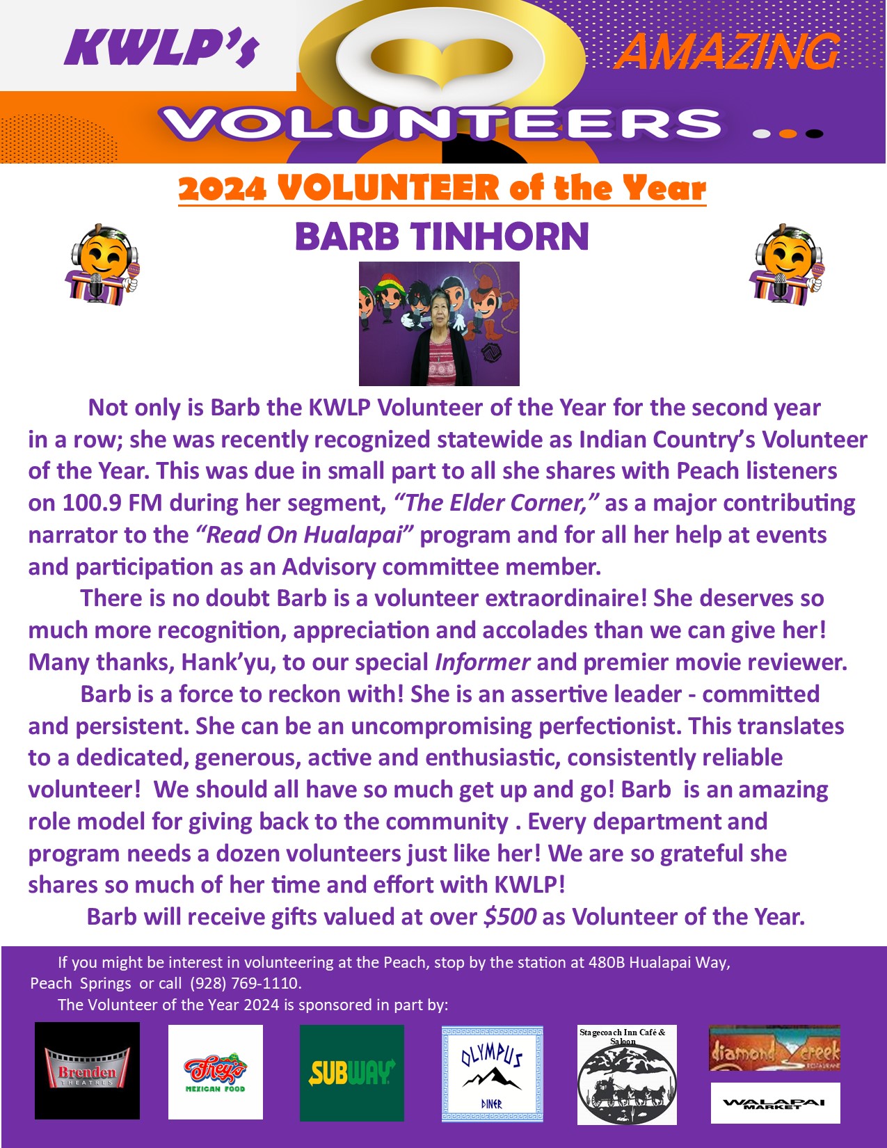 Volunteer of the Year 2024 Barb